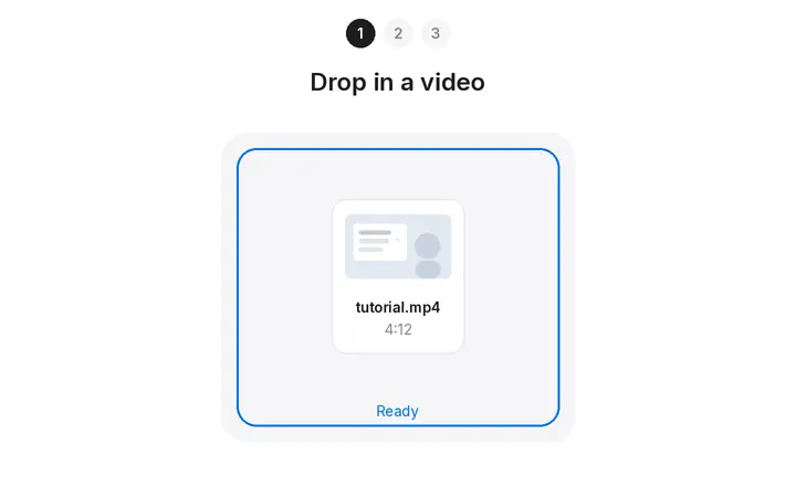 A video is dropped in, frames and a transcript appear, then the AI answers
